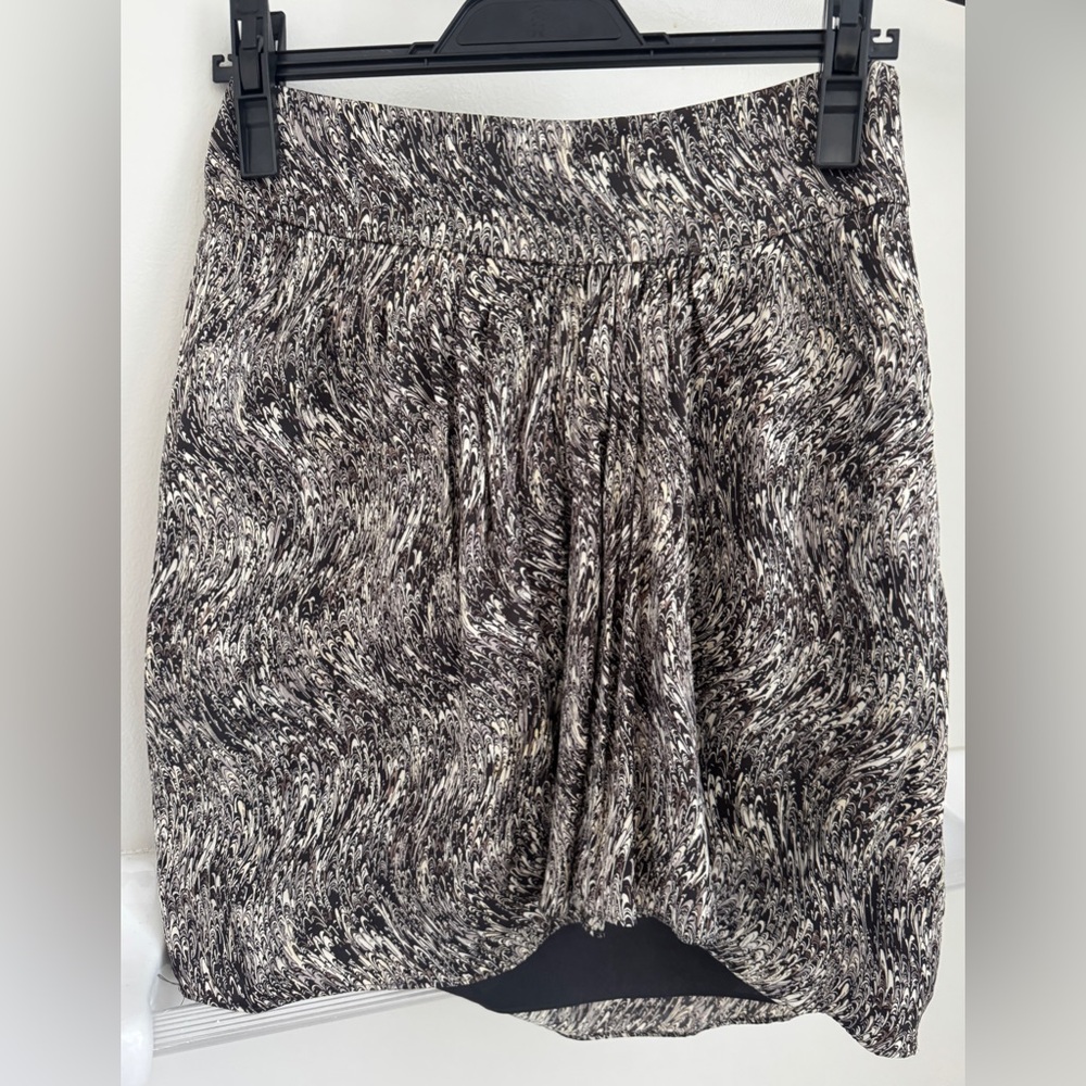Club Monaco 100% Silk Brown Prints Mini Skirt